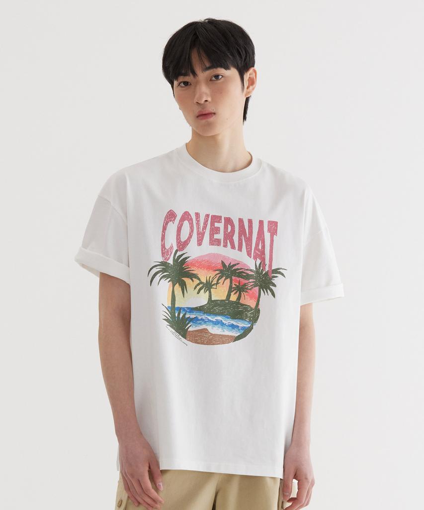 COVERNAT Tropical Graphic T-Shirt White