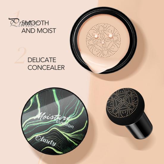 CC-крем с грибной пудрой-пуховкой, полноцветный корректирующий тональный крем, увлажняющий, стойкий, контролирующий жирность кожи, натуральный, легкий консилер