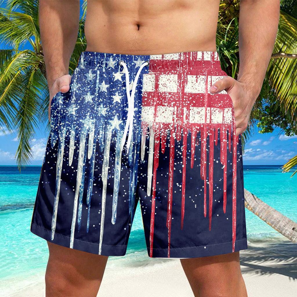 Мужские шорты со шнуровкой и принтом «День независимости» Повседневные брюки