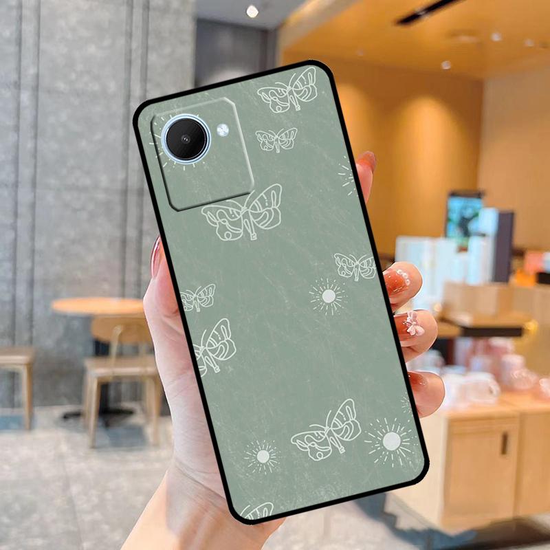 Aesthetic Sage Green Case For Realme C55 C33 C31 C35 C30 C11 C15 C25s C21Y GT Neo 5 3T 2T 8 9 10 11 Pro Plus
