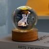 Interior Crystal Ball Night Light Cat Stylish Desk Light LED Present Decoration Full of Atmosphere Stand Light Tabletop Light Unique Birthday Present