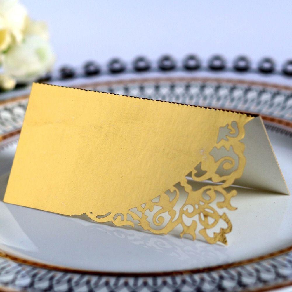 10 шт. Свадебные настольные карточки с лазерной резкой, пустые бумажные карточки с номером и именем, складные, элегантные карточки с номером места, для банкетных столов