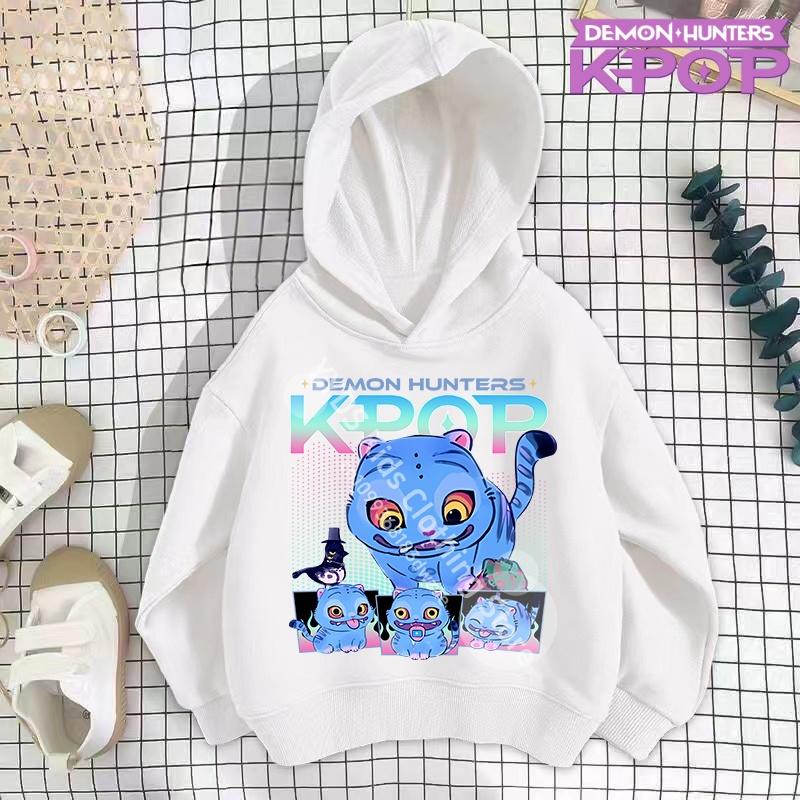 Одежда для маленькой девочки K-Pop Охотники на демонов Толстовка Девичья мода Повседневная толстовка Кино Новинка Детская K-Pop Охотники на демонов Толстовки с капюшоном