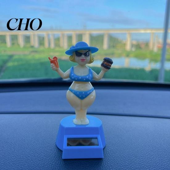 Relaxing Driving Toy Solar Car Dashboard Decoration, Cute Beach Girl Swing Eco-friendly Ornament Ornament, Couple Style Dancing Figure for Vehicle