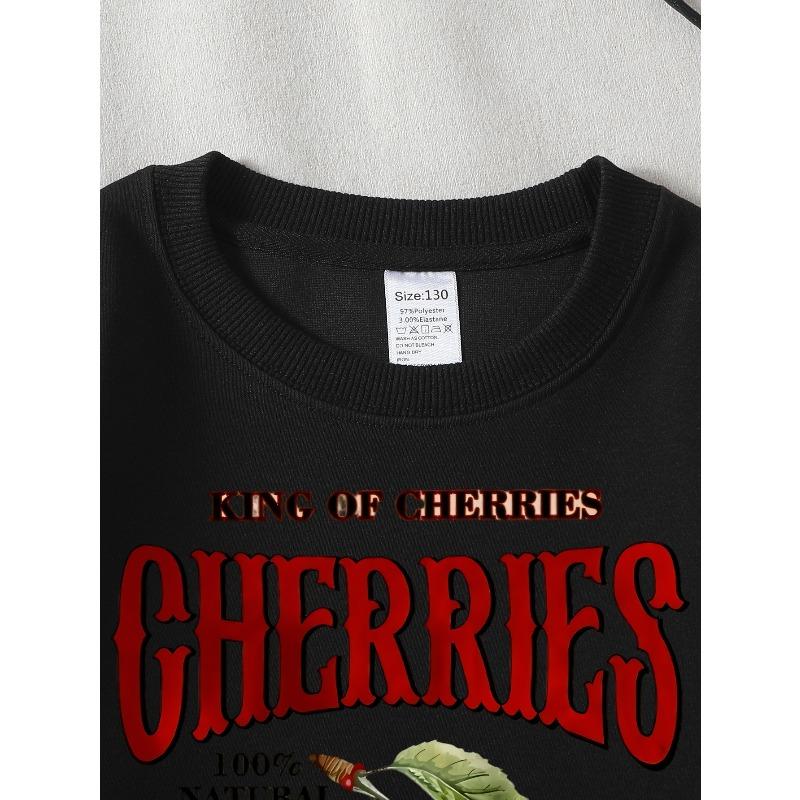 Европейские размеры King Of Cherries Свитшот с круглым вырезом для девочек, Осенне-зимний западный топ, Повседневный с длинным рукавом.