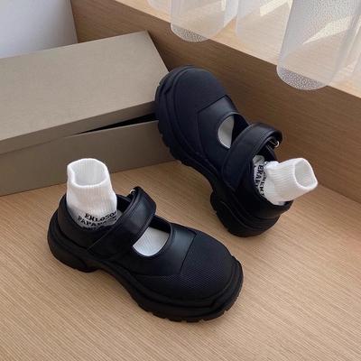 Версия из коровьей кожи~ Французские ретро туфли Мэри Джейн женские на липучке с большой головой с мелким вырезом одинарные туфли женские на платформе туфли-маффины универсальные