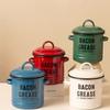 2 Handles Bacon Grease Container Lid Enamelware Cup 2025 Seasoning Storage Tank