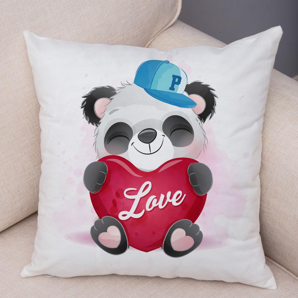 Детская комната, диван, украшение для дома, автомобиля, милая наволочка с изображением животных, мягкая плюшевая подушка с рисунком китайской панды