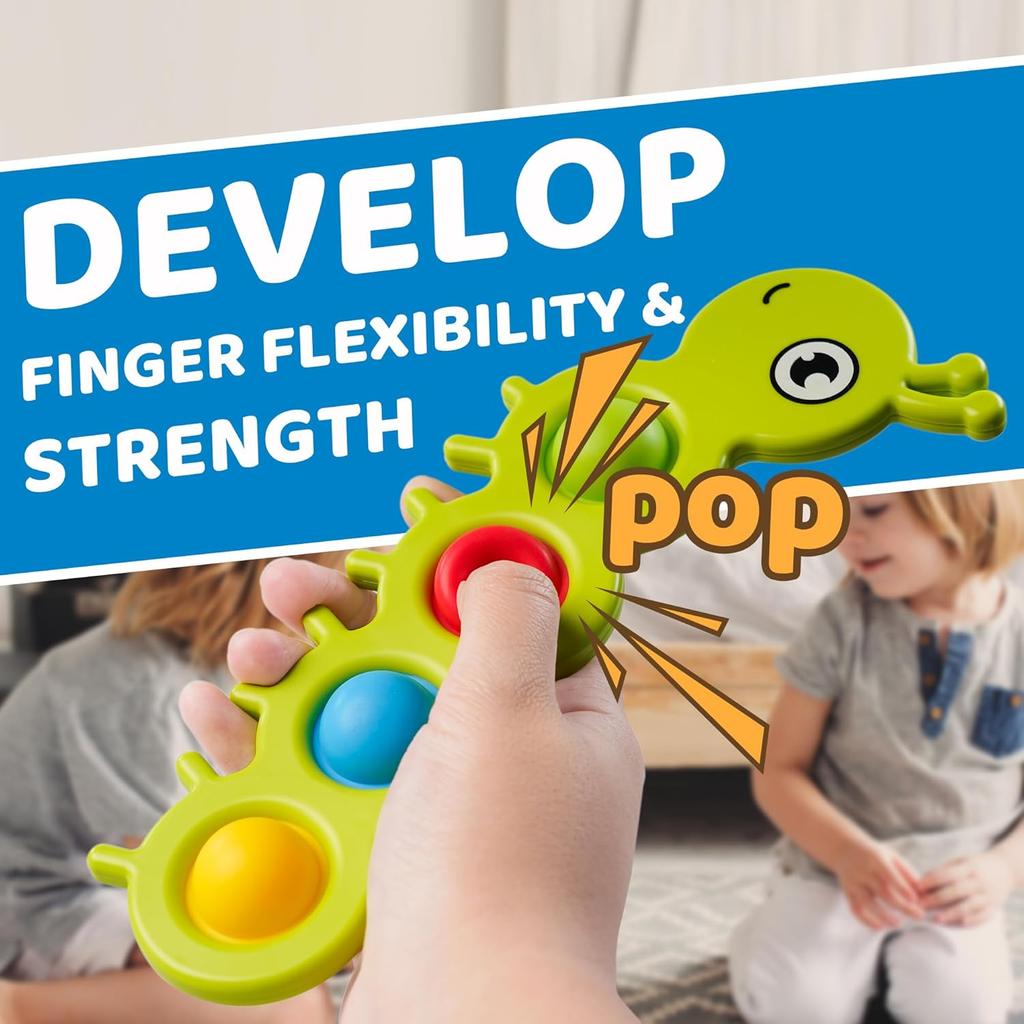 Caterpillar Ladybug Montessori Fidget Popper Sensory Baby Toys for 10+ Months, Fine Motor Skill, Travel Toys Stress Relief gift