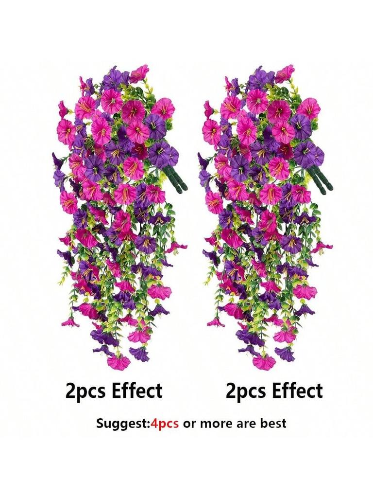 1/2pcs UV-Resistant Artificial Morning Glory & Eucalyptus Hanging Decor - Perfect For Home,Garden,Weddings Outdoor Decoration