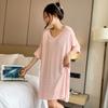 Летняя новая женская ночная рубашка, модальная юбка с коротким рукавом, женская тонкая крупная полосатая летняя домашняя одежда, пижама, ночная рубашка, одежда для сна