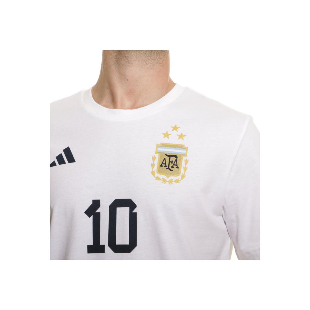 Adidas Argentina Messi 10 Outdoor Casual Sports Crew Neck Short Sleeve T-Shirt Men Tops White IM7654