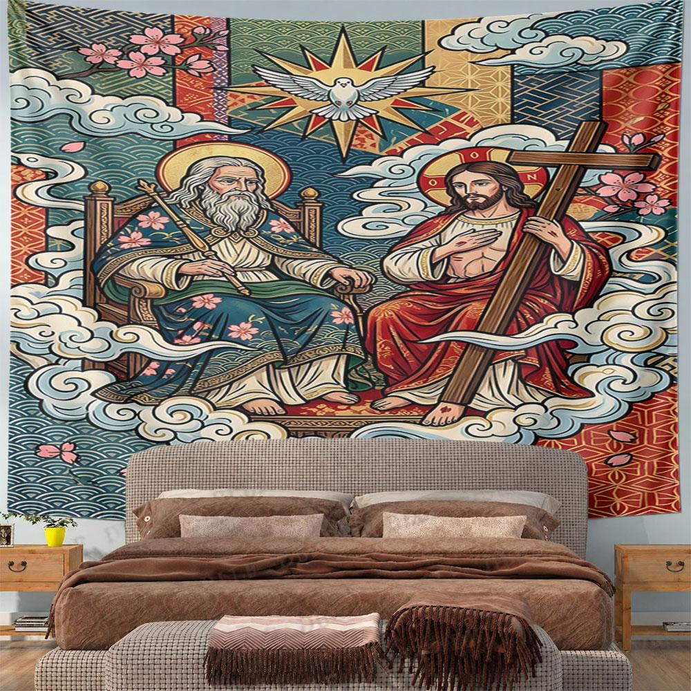Sacred Jesus Pattern Tapestry Decorative Wall Hanging for Bedroom and Living Room Home Decor