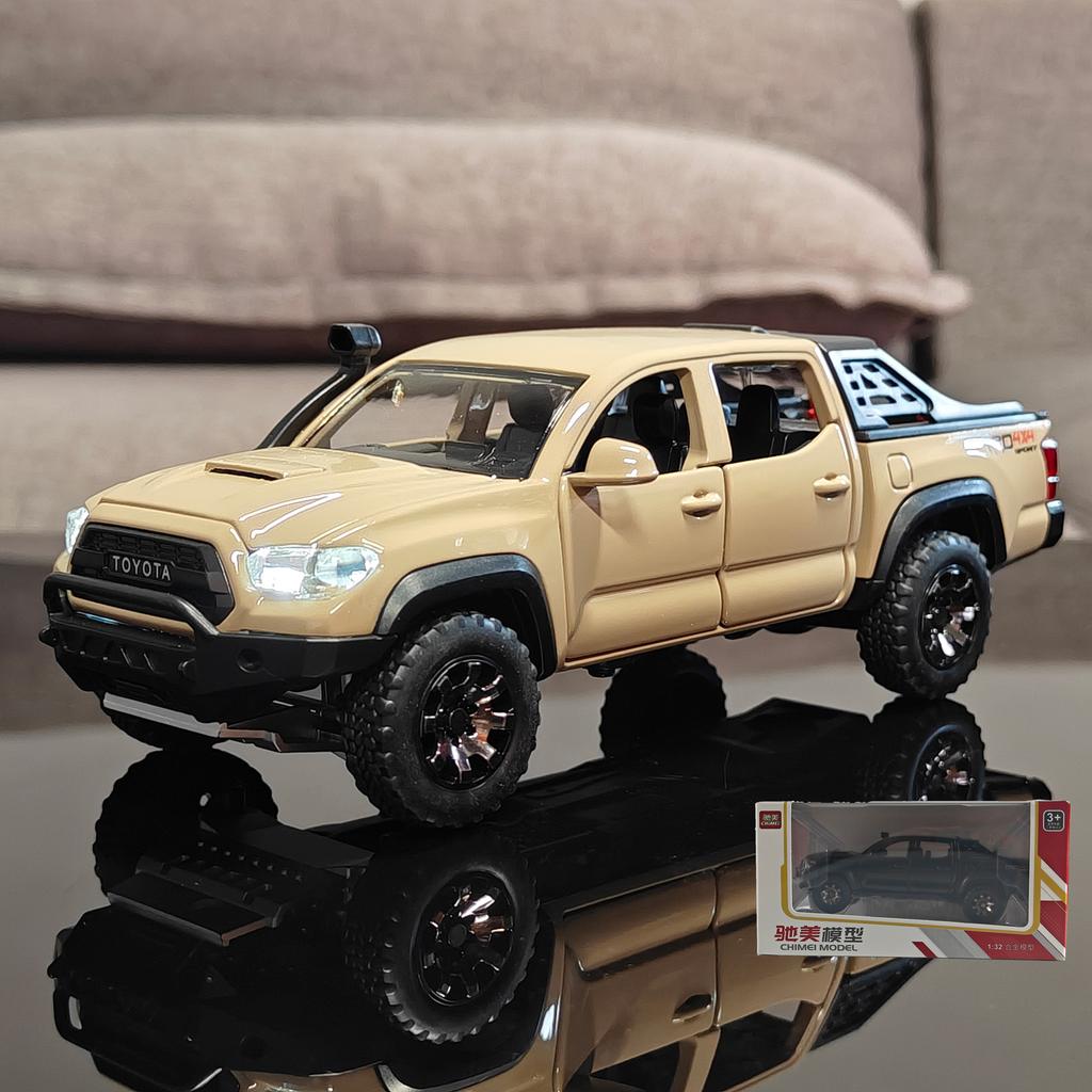 1:32 Toyota Tacoma TRO Off Road Pickup Alloy Diecast Model Computer Desktop Decoration With Sound Light Beautiful Christmas Gift
