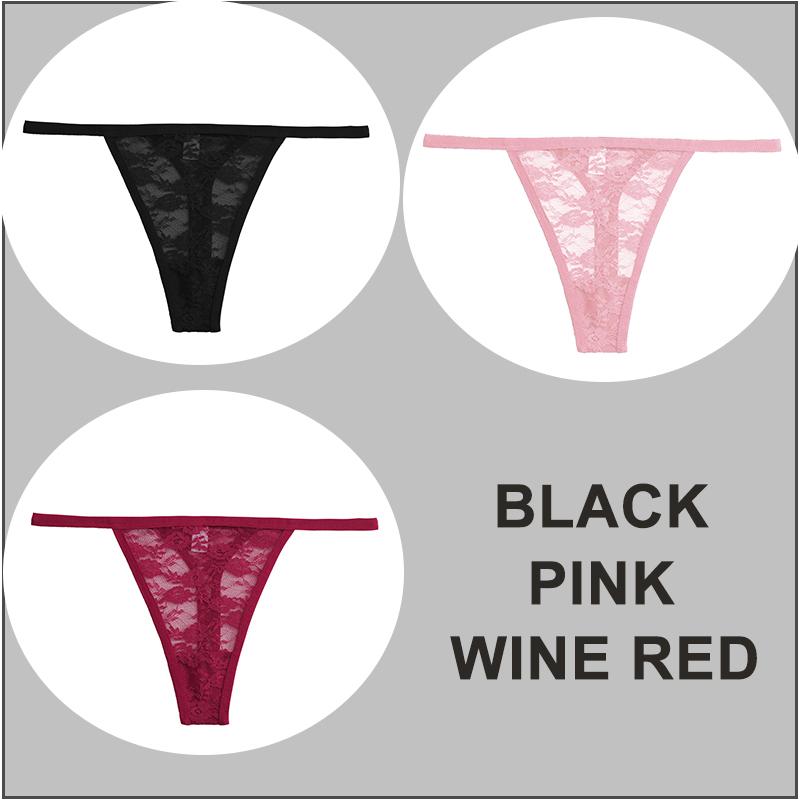 3PCS/Set Sexy G-string Panties Women Thongs Lace Underwear Pantys Low-Waist Femme Underpants Mesh Transparent Lingerie