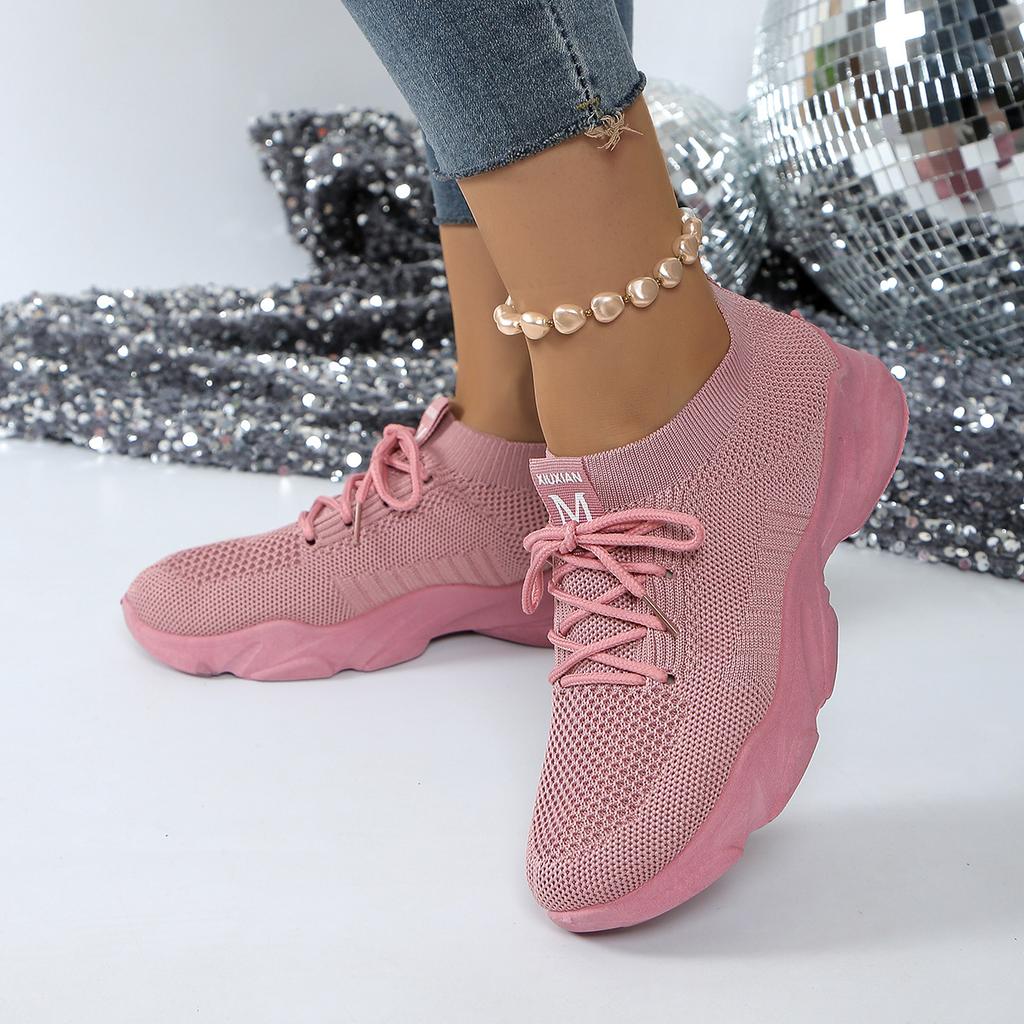 Fashion Women Mesh Breathable Casual Sneakers Lace-up Vulcanized Shoes Ladies Platform Sneakers Female Shoes Plus Size Zapatos De Mujer