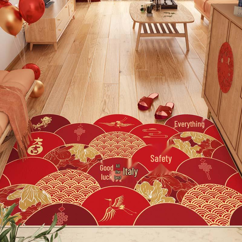 New Chinese Style Entryway Doormat: Mud-Scraping, Dirt-Wiping, Wear-Resistant, Cuttable Silk Ring Design