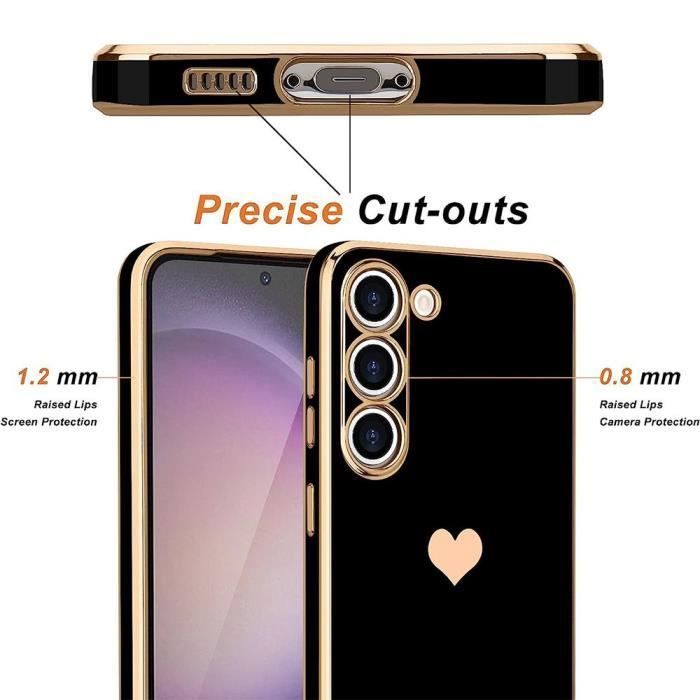 Coque de protection - BOOLING - pour Samsung Galaxy S24 Plus - Noir Motif Cœur - Anti-rayures - Antichoc