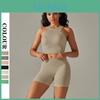 Women Suit Seamless Nessaj Sports Fitness Yoga Sportswear Elastic High Waist Shorts Sleeveless Vest Workout Outfit