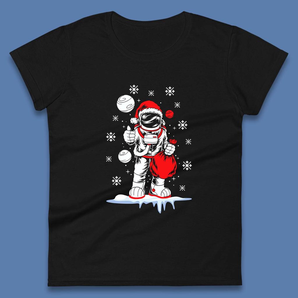Christmas Womens T Shirt Mens Tops Tees Unisex, Astronaut Santa Top