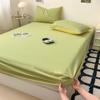 Skin-friendly Bedsheet 100% Cotton Fitted Sheet Adults Kids Bed Linen Bed Cover Solid Color Sheets Couvre Lit (No Pillowcase)