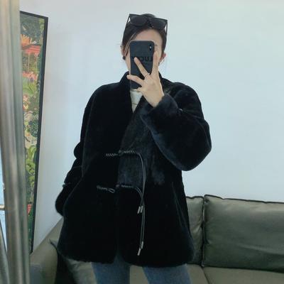 Новая шуба из натуральной норки в китайском стиле с пряжкой из натуральной норки для женщин