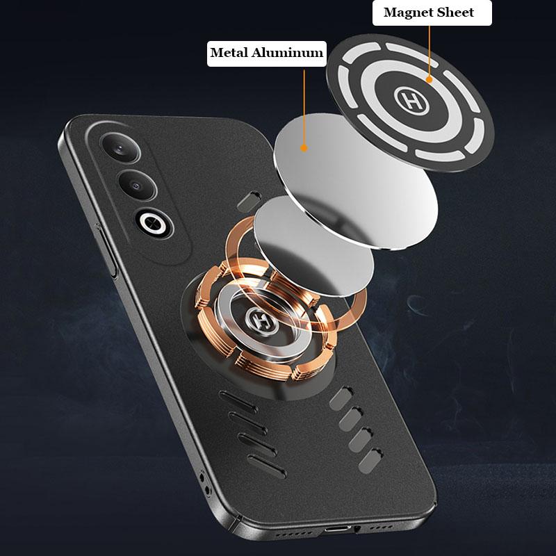 Для Oppo K12 Plus Чехол из ПК с матовым покрытием, имитирующим текстуру камня, с магнитной системой отвода тепла, защитой от отпечатков пальцев и дышащей охлаждающей крышкой-накладкой