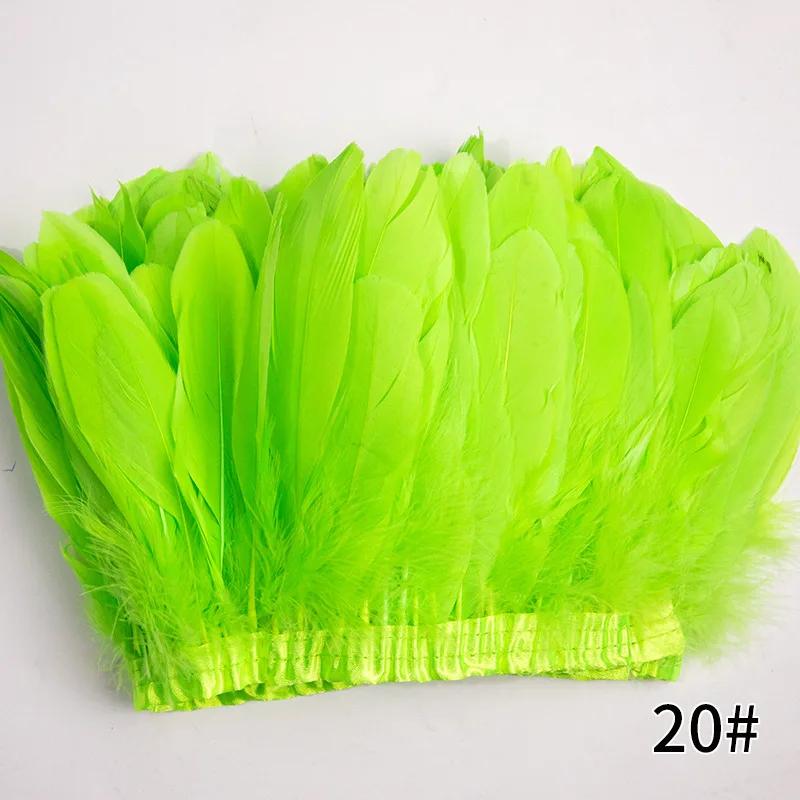 2M/Lot Real Geese Feather Fringe Ribbons Goose Feathers Trim Dyed for Dress Skirt Cloth Belt Decorative Clothing