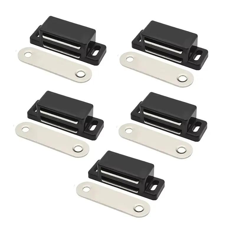 10 Pieces Plastic Cabinet Magnet Latch Black Magnetic ABS Cabinet Catches Door Catch for Cupboards,Drawers and Shutters