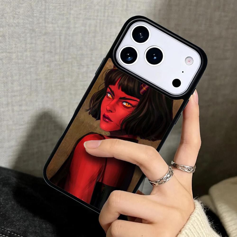 Чехол Case для iPhone 17 Air 16 Pro Max 15 Plus 11 13 Mini 14 12 Задняя крышка телефона Демон Женщина