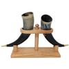 Viking Drinking Handmade Natural OX Horn Cup for Ale, Beer, Mead, Wine | 12 Inch | 100% Leak Free | with Beautiful Wooden Stand (Set of 2)