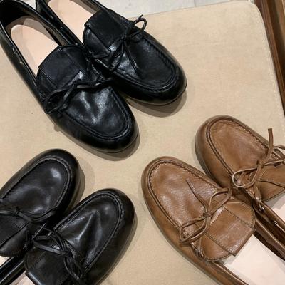 Туфли-лоферы женские из вымытой лошадиной кожи, цвет виноградной косточки, с бантом, универсальные, маленькие кожаные туфли на плоской кожаной подошве