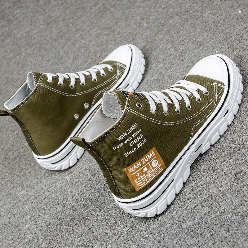 Модные мужские трендовые парусиновые туфли с высоким берцем. Мужская повседневная крутая обувь в уличном стиле. Кроссовки в стиле хип-хоп для подростков.