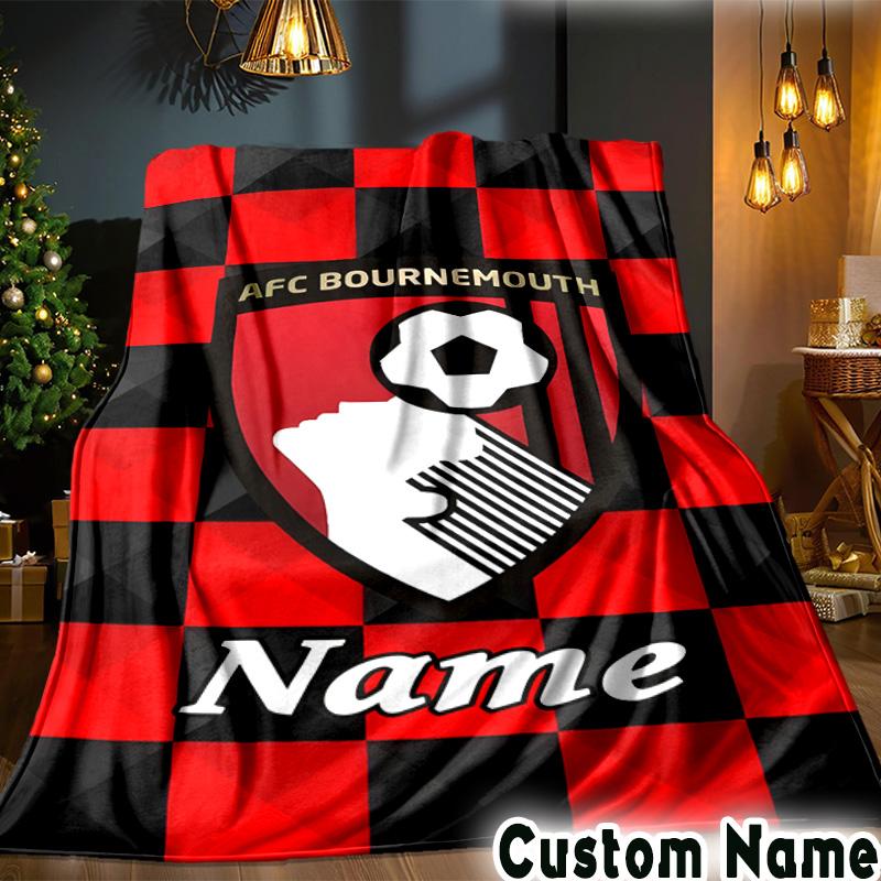 Custom Name AFC Football Crest Throws Blanket Flannel Blankets for Couch Bed Gifts for Men Women Picnic blanket Christmas fan gifts
