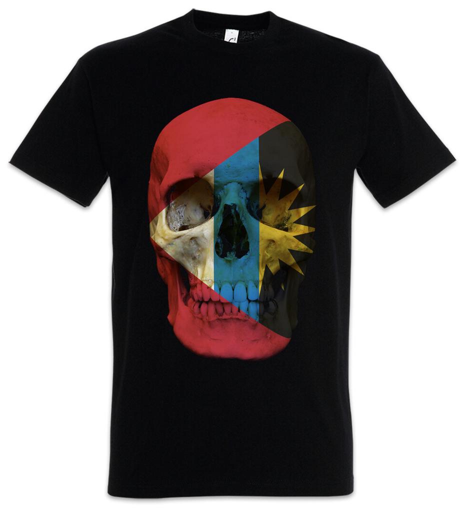 CLASSIC ANTIGUA AND BARBUDA SKULL FLAG T-Shirt Mens Womens Tees Top - Banner Fahne T-Shirt Mens Womens Tees Top