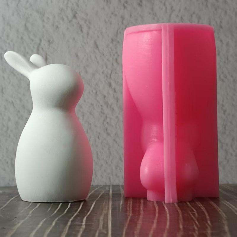 Long Ear Rabbits Animal Silicone Molds for Candle Soap Chocolate Candy Cement Gypsum Silicone Molds Easy to Demold