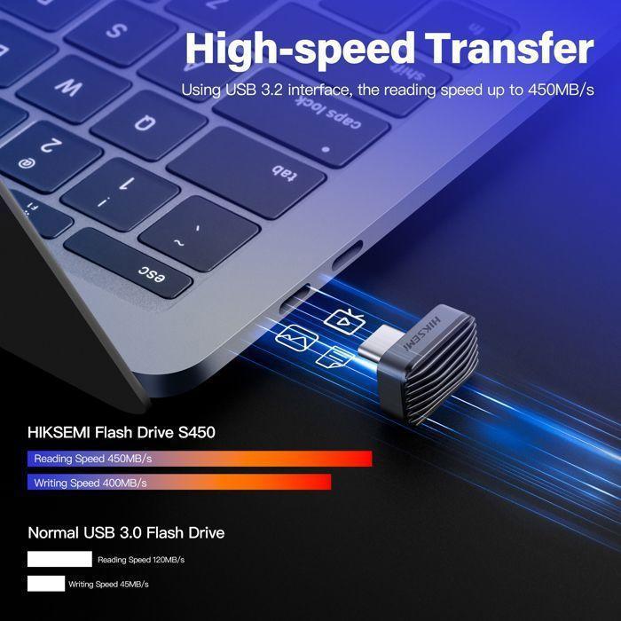 Внешний SSD-ключ - HIKSEMI - 512 ГБ - USB 3.2 Type-C - Совместим с iPhone 16/Android/ПК