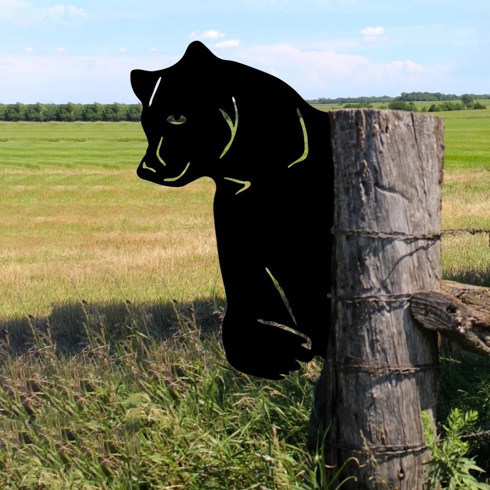 Bear Shape Iron Silhouette Outdoor Garden Fence Decorations Wall Art Home Decoration for Garden Party Décor