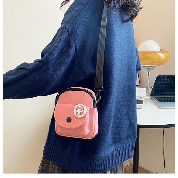 Модная и универсальная холщовая сумка через плечо для женщин, симпатичный кошелек, маленькая квадратная сумка, корейская повседневная сумка через плечо, кошелек для монет, чехол для телефона