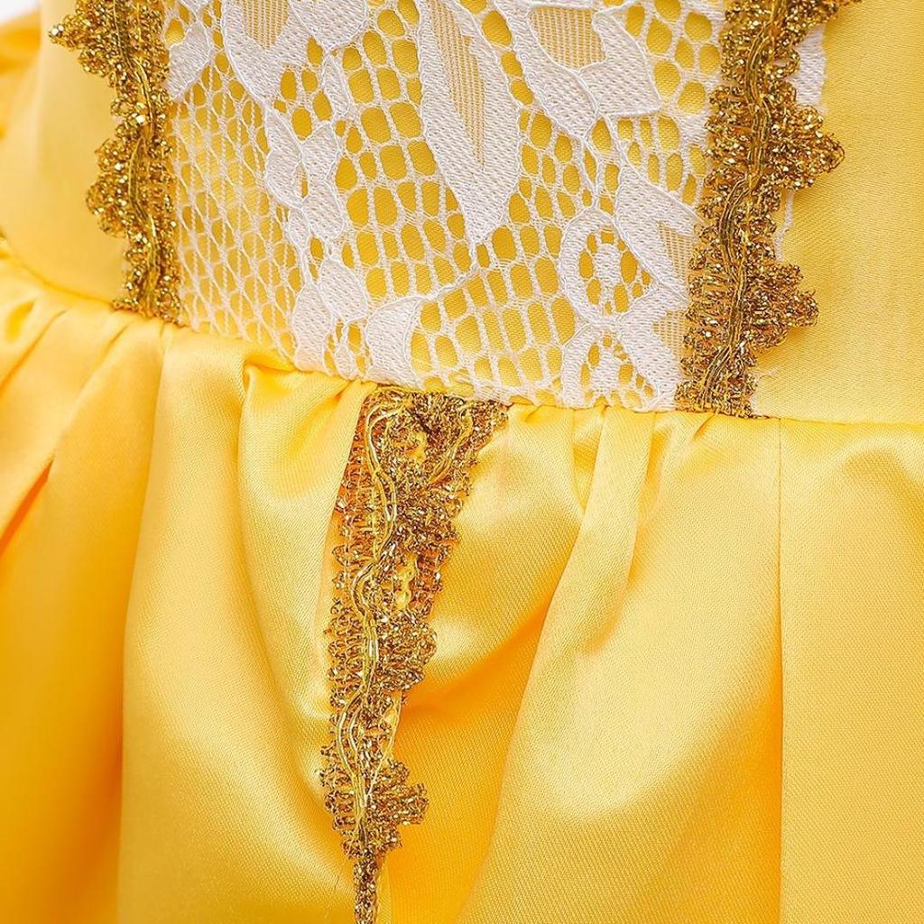 Костюм Красавицы и Чудовища для девочек, карнавальное нарядное платье на Рождество, Хэллоуин, бальное платье красавицы принцессы на день рождения, желтое, 3, 4, 5, 6, 7, 8, 9, 10 лет