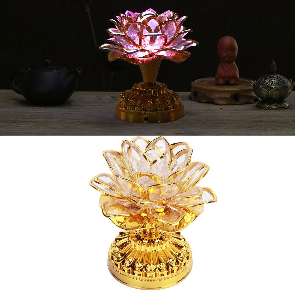 D2 Led Colorful Lotus Lantern Buddhist Lamp Buddha Light Buddhist Appliances Night Light Table Bedside Lamp Room Decoration LED