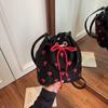 Bag Women's Bag 2025 New Korean Version Fashion Embroidery Thread Love Bucket Bag Portable Strap Contrasting Color Messenger Bag