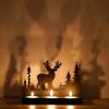 Wooden Reindeer Christmas Tree Decorative Tea Light Candle Holders(Black)| Diwali Christmas Decoration Items for Home Decor Living Room Office