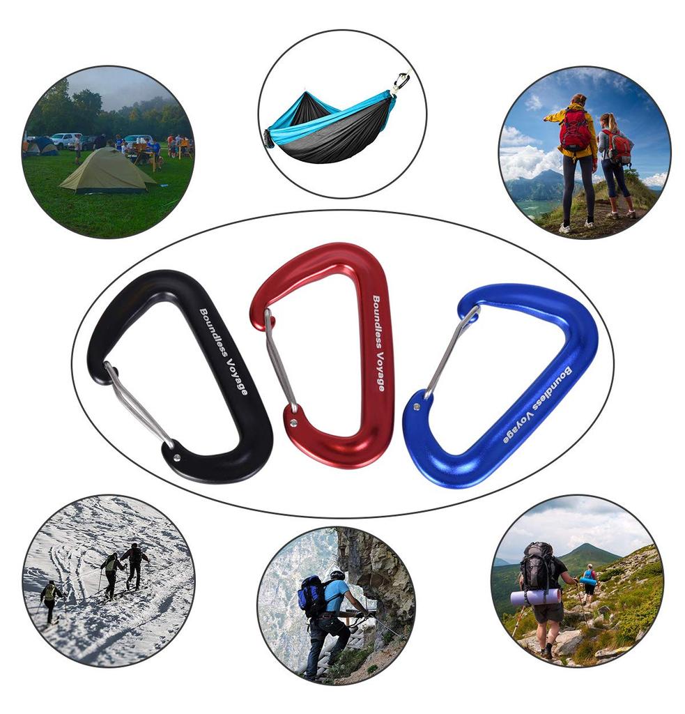 Boundless Voyage 12kN Small 7075 Aluminum for and Available In 3 Colors BV1026 Carabiner, High-Strength (1200KG) D-Ring, Alloy, Ultra-Lightweight,