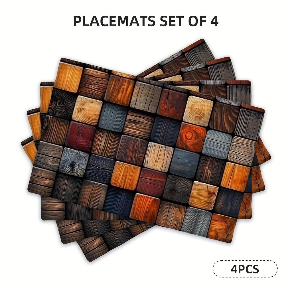 [Винтажный коврик для стола] 4/6 шт. Набор винтажных ковриков для стола с масляной живописью | Популярные домашние подставки, праздничные сезонные коврики для стола в деревенском стиле, моющиеся