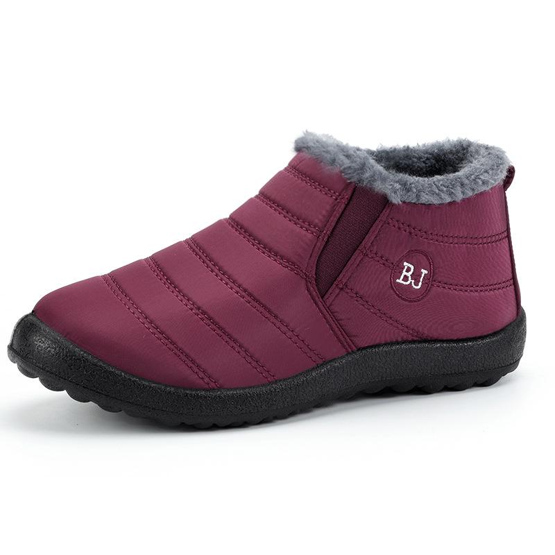 Unisex Plus Size Fleece-Lined Cotton Snow Boots for Middle-Aged & Elderly - Warm, Slip-On, Low-Cut Design
