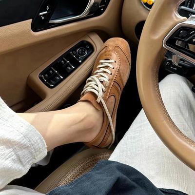 Версия из коровьей кожи коричневые ретро кроссовки для тренировок Форрест Гамп женские кожаные универсальные кроссовки на шнуровке плоские спортивные беговые повседневные туфли