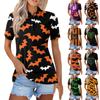Женская модная повседневная рубашка с отворотом и коротким рукавом с принтом, женские топы на пуговицах