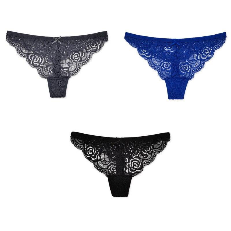 3Pcs/Set Julexy Big Thongs Lace Sexy Women Panties Solid Plus Size Hollow Out Underwear G-string 1XL-4XL Lingerie for Women