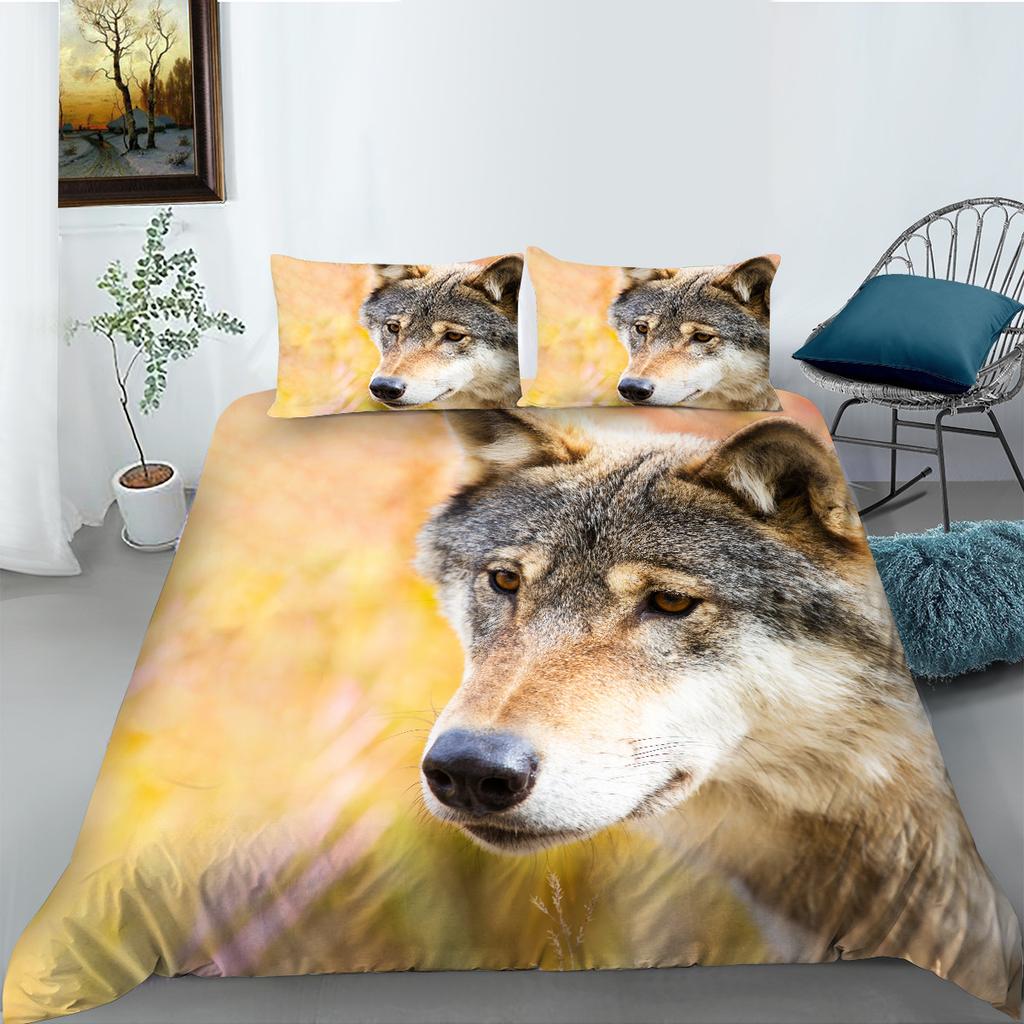 Wolf Series Polyester Bedding Two- And Three-Piece Sets Can Be Digitally Printed
